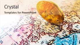  Presentation with world currency - Presentation theme with digital currency concept - crypto currency background and a yellow colored foreground