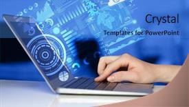  Presentation with future - PPT theme with new market - modern notebook computer with future background and a teal colored foreground