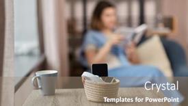  Presentation with reading table - Slides consisting of digital-detox-and-leisure-concept background and a coral colored foreground