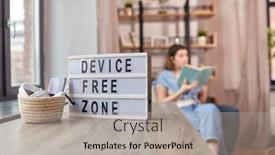  Presentation with reading table - Slide deck with digital-detox-and-leisure-concept background and a light gray colored foreground