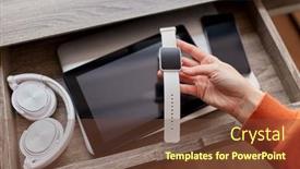  Presentation with smart home - PPT theme enhanced with digital-detox-and-technology-concept background and a tawny brown colored foreground