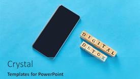  Presentation with stamps - Presentation theme with digital-detox-and-technology-concept background and a cyan colored foreground