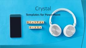  Presentation with stamps - PPT theme consisting of digital-detox-and-technology-concept background and a cyan colored foreground