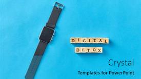  Presentation with stamps - Presentation theme having digital-detox-and-technology-concept background and a cyan colored foreground