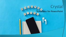  Presentation with stamps - Slide set having digital-detox-and-technology-concept background and a cyan colored foreground