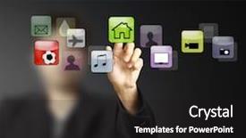  Presentation with touch screen - Cool new PPT theme with digital display - hand pushing on a touch backdrop and a black colored foreground