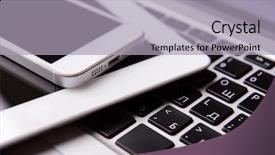  Presentation with keyboard - Beautiful theme featuring digital display - tablet and mobile phone backdrop and a light gray colored foreground