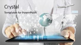  Presentation with touch screen - Slide set enhanced with wall with a light bulb background and a light gray colored foreground