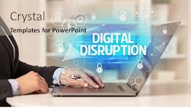  Presentation with disruption - Cool new slide deck with digital-disruption-inscription-on-laptop backdrop and a lemonade colored foreground