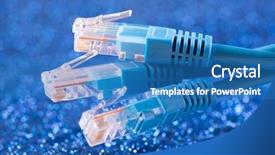  Presentation with cables - Audience pleasing presentation design consisting of digital dots - three network cables over blue backdrop and a teal colored foreground