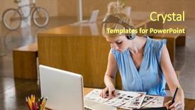  Presentation with waves graphic - Slides featuring digital draw - graphic designer looking at chart background and a tawny brown colored foreground