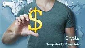  Presentation with world currency - Cool new slides with digital earth - business success strategy concept young backdrop and a ocean colored foreground