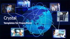  Presentation with social media network - Cool new slide deck with digital earth global internet connection backdrop and a navy blue colored foreground