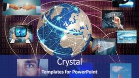  Presentation with earth network - Theme having digital earth globe internet connection background and a navy blue colored foreground