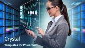  Presentation with data management - Colorful PPT layouts enhanced with digital ecosystem - concept of big data management backdrop and a ocean colored foreground