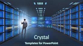  Presentation with data management - Colorful slides enhanced with digital ecosystem - concept of big data management backdrop and a ocean colored foreground