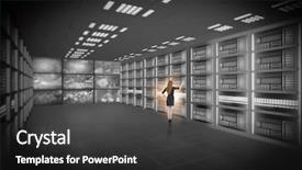  Presentation with data management - Slides with digital ecosystem - concept of big data management background and a dark gray colored foreground