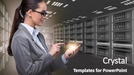  Presentation with data management - Slides consisting of digital ecosystem - concept of big data management background and a dark gray colored foreground