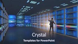  Presentation with data management - Colorful slide deck enhanced with digital ecosystem - concept of big data management backdrop and a tawny brown colored foreground