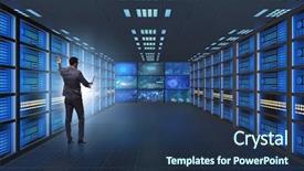  Presentation with data management - Colorful slide set enhanced with digital ecosystem - concept of big data management backdrop and a ocean colored foreground