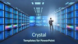  Presentation with data management - Presentation design consisting of digital ecosystem - concept of big data management background and a ocean colored foreground