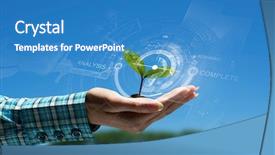  Presentation with interaction - Presentation theme with digital ecosystem - nature and technology interaction mixed background and a teal colored foreground