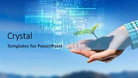  Presentation with interaction - Cool new presentation design with digital ecosystem - nature and technology interaction mixed backdrop and a light blue colored foreground