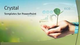  Presentation with interaction - Colorful slide deck enhanced with digital ecosystem - nature and technology interaction mixed backdrop and a light blue colored foreground