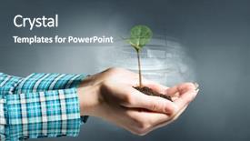  Presentation with interaction - Presentation design with digital ecosystem - nature and technology interaction mixed background and a gray colored foreground