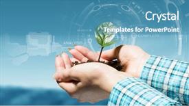  Presentation with interaction - Beautiful presentation theme featuring digital ecosystem - nature and technology interaction backdrop and a  colored foreground