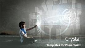  Presentation with smart - Cool new PPT theme with digital education - child using mobile phone little backdrop and a gray colored foreground