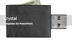  Presentation with electronics white - Cool new PPT theme with digital electronics - black leather wallet with usb backdrop and a dark gray colored foreground