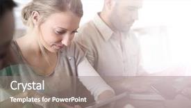  Presentation with electronic - Colorful presentation enhanced with digital electronics - group of business people using backdrop and a gray colored foreground