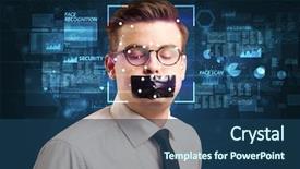  Presentation with face recognition - PPT theme enhanced with digital face recognition system concept background and a  colored foreground