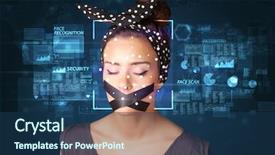  Presentation with face recognition - Audience pleasing slide set consisting of digital face recognition system concept backdrop and a ocean colored foreground