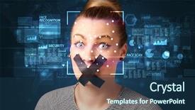  Presentation with face recognition - Cool new theme with digital face recognition system concept backdrop and a ocean colored foreground