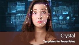  Presentation with face recognition - Presentation design with digital face recognition system concept background and a tawny brown colored foreground
