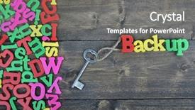  Presentation with backup - Audience pleasing slide set consisting of digital file - backup word on wooden table backdrop and a gray colored foreground