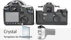  Presentation with evolution - Audience pleasing PPT theme consisting of digital films - cameras picture of evolution backdrop and a light gray colored foreground