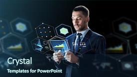  Presentation with digital finance - Beautiful slides featuring digital finance - business augmented reality and future backdrop and a navy blue colored foreground