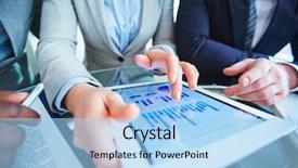  Presentation with people - Colorful theme enhanced with digital finance - business people working with graphs backdrop and a light blue colored foreground