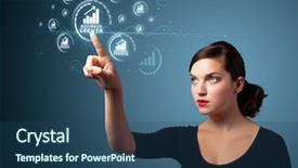  Presentation with modern - Presentation design having digital finance - businesswoman pressing business type background and a  colored foreground