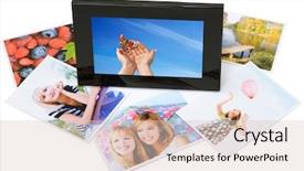  Presentation with digital printing - Presentation theme having digital frame with printed photos background and a lemonade colored foreground