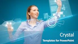  Presentation with virtual team global - Beautiful presentation featuring digital future international - bright picture of woman working backdrop and a teal colored foreground