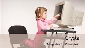  Presentation with education on computer black hands - Slides featuring digital game - cute little girl with computer background and a  colored foreground