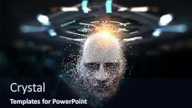  Presentation with intelligence - Theme having digital-head-artificial-intelligence-concept background and a wine colored foreground