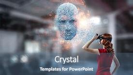  Presentation with artificial intelligence virtual reality - Colorful presentation theme enhanced with digital head artificial intelligence backdrop and a ocean colored foreground