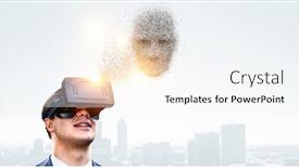  Presentation with artificial intelligence virtual reality - Beautiful PPT theme featuring digital-head-artificial-intelligence backdrop and a sky blue colored foreground