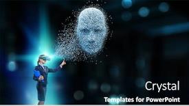 Presentation with artificial intelligence virtual reality - Beautiful presentation theme featuring digital-head-artificial-intelligence backdrop and a black colored foreground