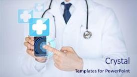  Presentation with smartphone app - Amazing presentation design having digital health - close up of male doctor backdrop and a sky blue colored foreground